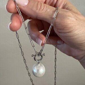 Melinda Maria XL Life's A Ball Pearl Pendant Necklace  -- SILVER